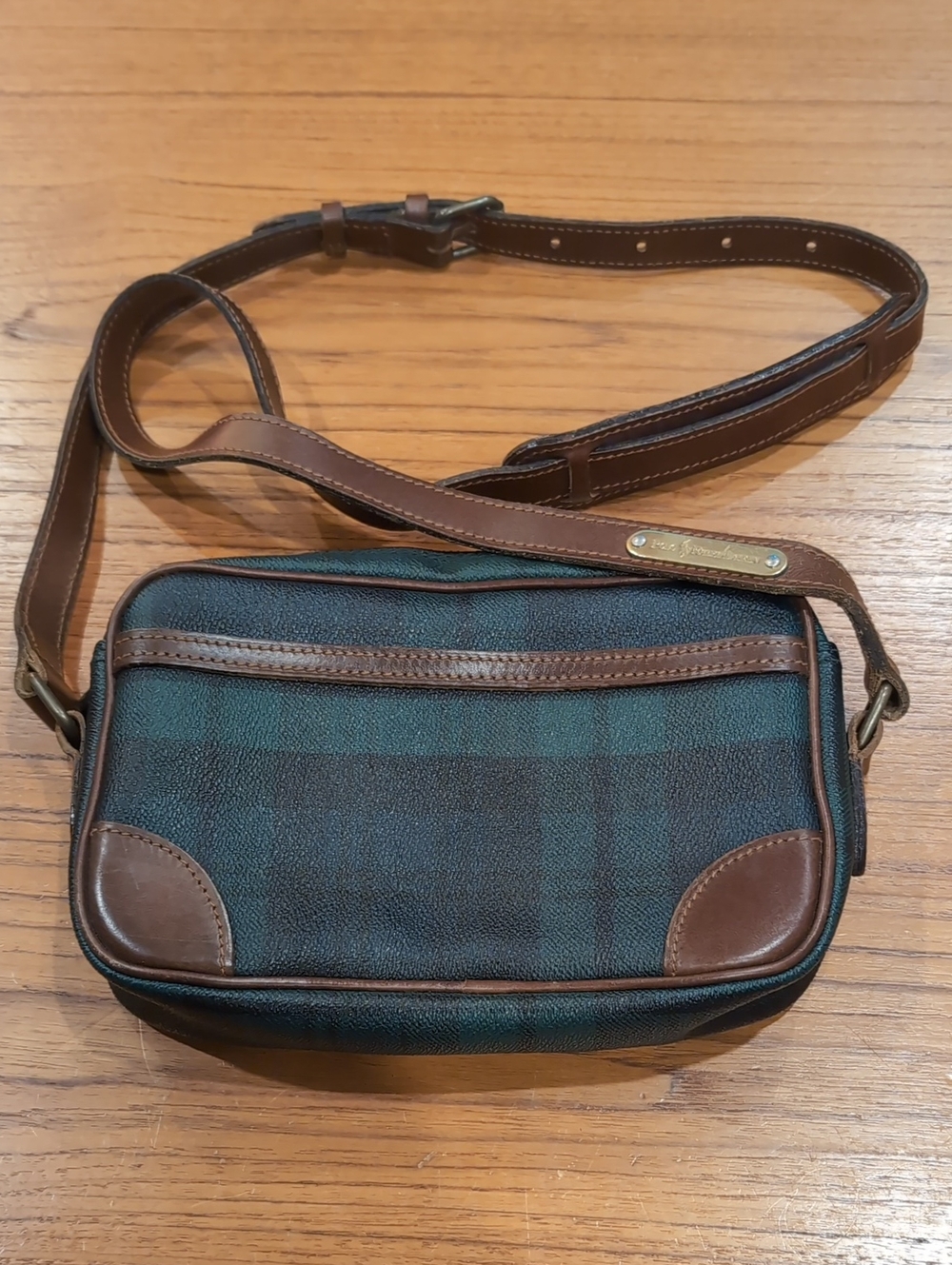Polo Ralph Lauren Vintage Green Plaid Messenger Bag